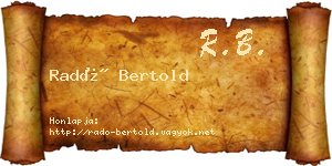 Radó Bertold névjegykártya